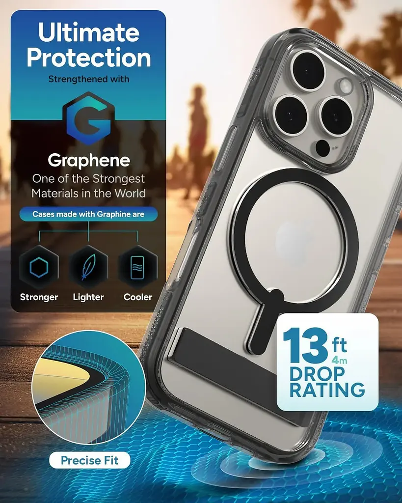 Чохол протиударний із підставкою ZAGG Gear4 Crystal Palace MagSafe для iPhone 16 Pro Max (6.9") Прозорий + Black - фото 8