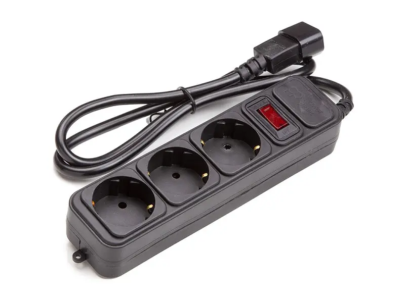 Фільтр-подовжувач для ДБЖ PowerPlant 1м 3 розетки Black (PPUA10M10S3) - фото 2