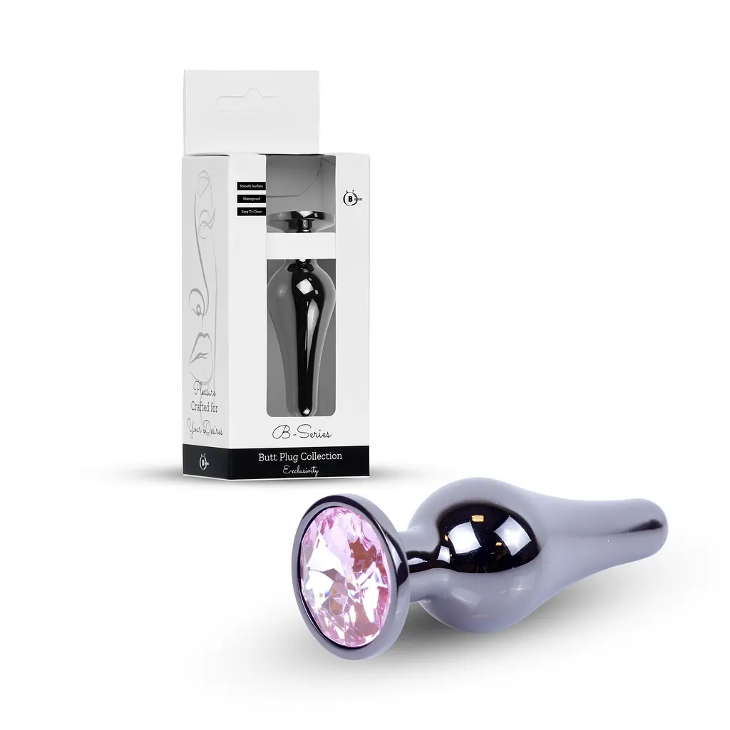 Анальна пробка - Jewellery Dark Silver Long Plug Pink - фото 11
