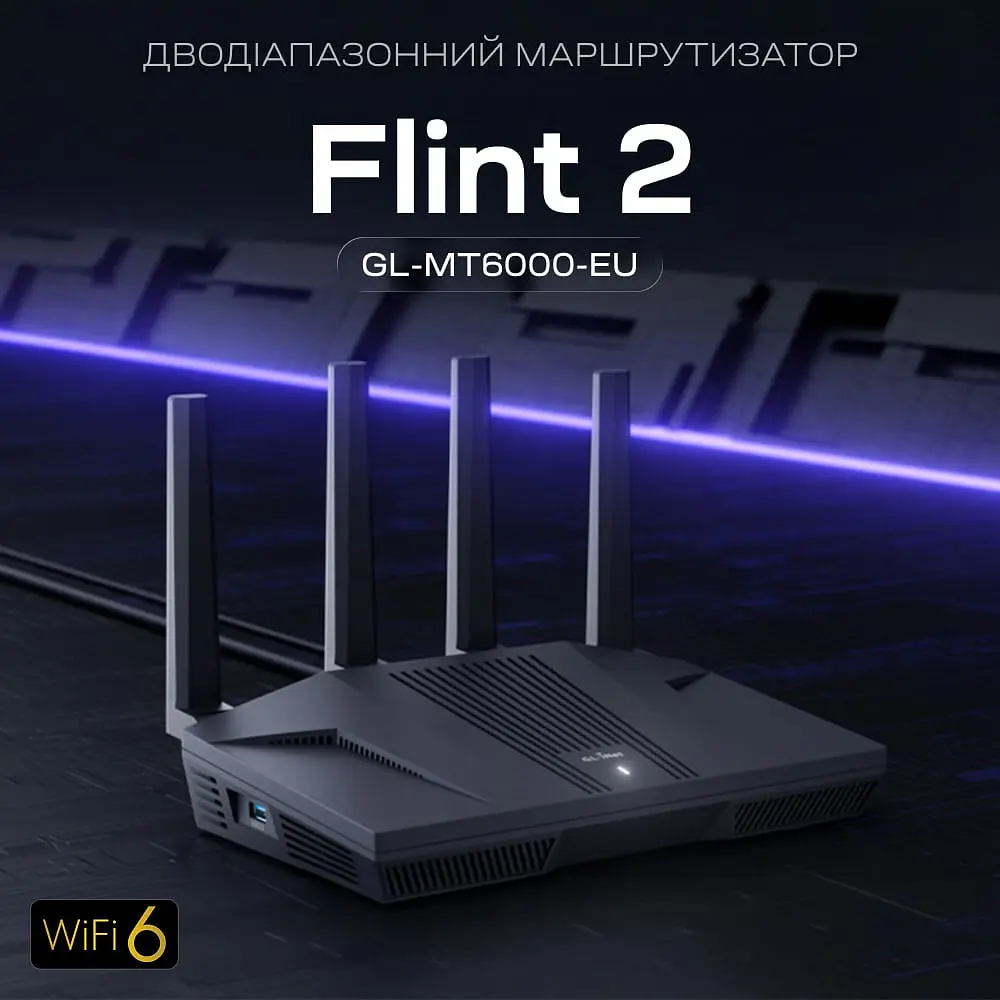 WiFi 6 маршрутизатор GL.iNet Flint 2 (GL-MT6000-EU) 2.5G дводіапазонний (73-01005) - фото 6