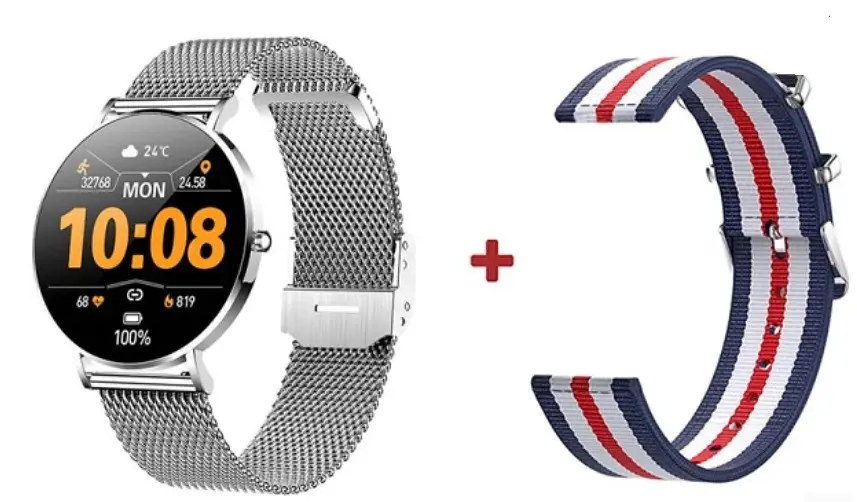 Смарт-годинник Uwatch T8 Silver (кругла модель) 2 ремінці - фото 2