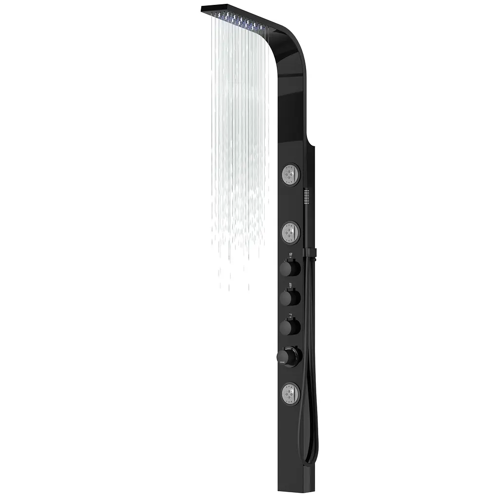 Душова панель Corsan Snake black LED S002MBLLED, Чорний матовий - фото 3