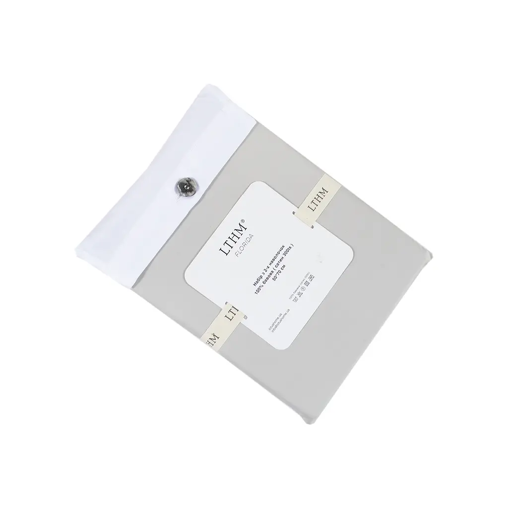 Наволочки с ушками сатин premium 300ТС Lotus Home - Florida серый 50x70+2,5 (2 шт) - фото 3