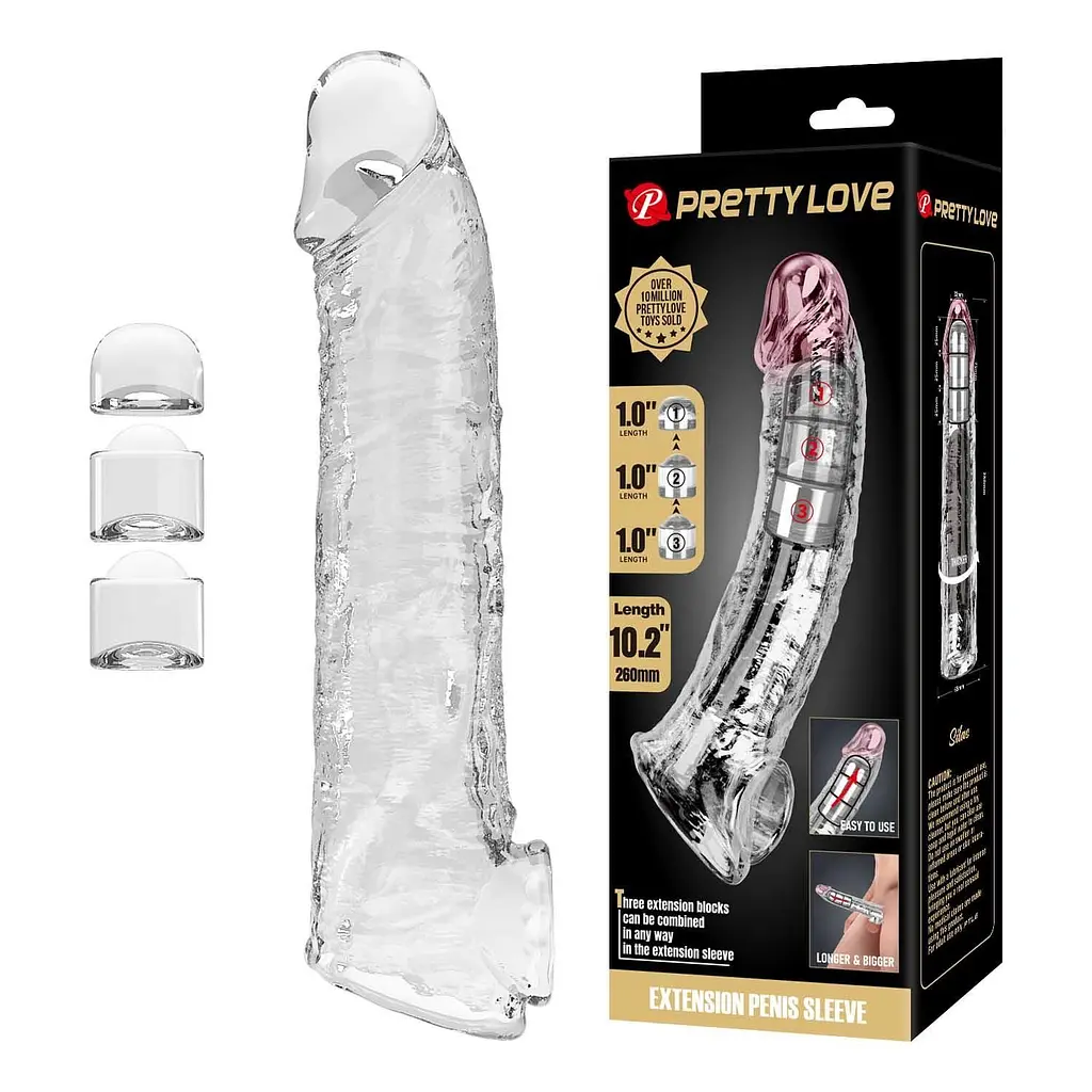 Насадка на пеніс Pretty Love Extension Penis Sleeve, 26 см (прозорий)