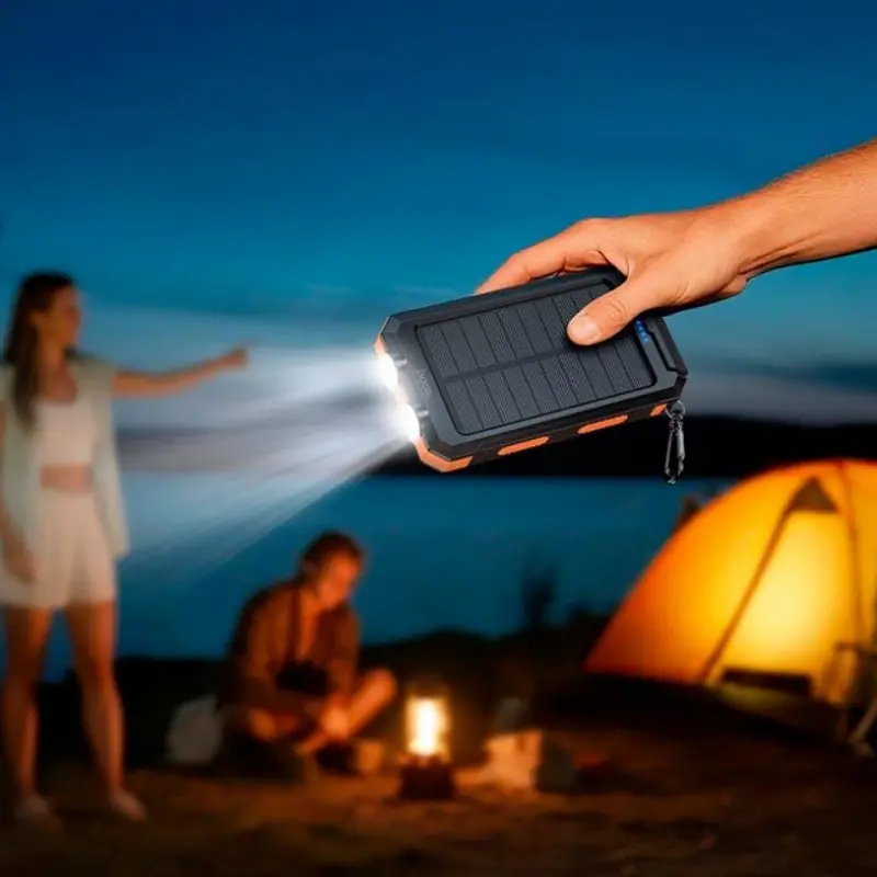 Зовнішній акумулятор павербанк універсальний HOCO J164 Platinum Solar 8000 mAh із сонячною панеллю та LED ліхтариком для телефона та гаджетів зовнішній акумулятор Power bank 22.5 Вт Чорний з помаранчевим - фото 8