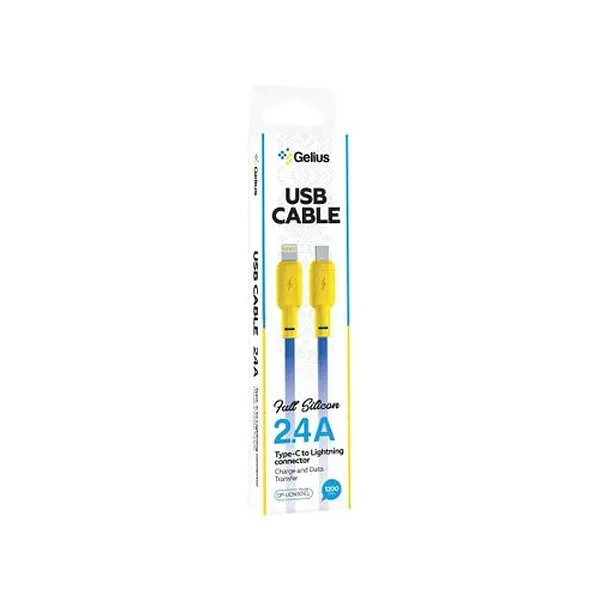 Кабель Gelius Full Silicon Type-C to Lightning GP-UCN001CL 1.2 м Yellow/Blue - фото 2
