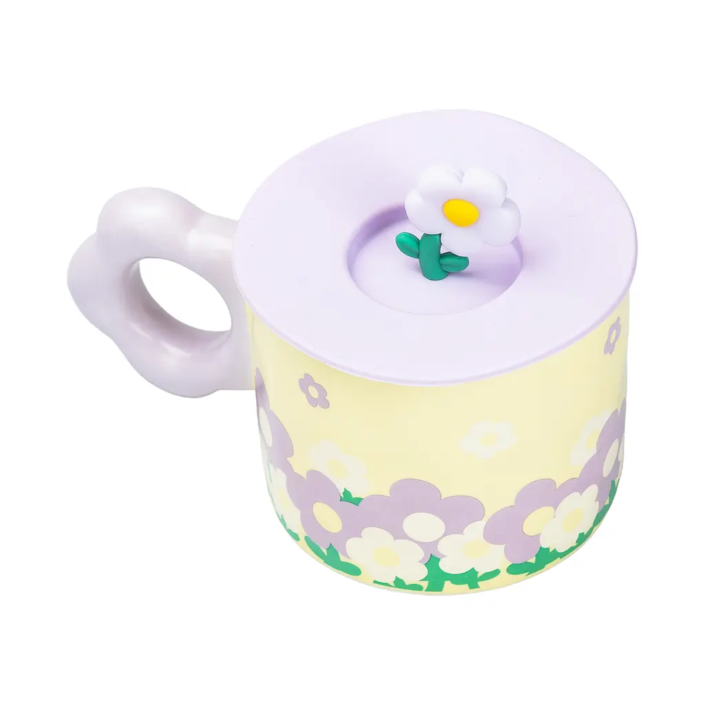 Чашка керамічна Happy Life Flowers з кришкою жовта 300 мл HP7196Y - фото 3