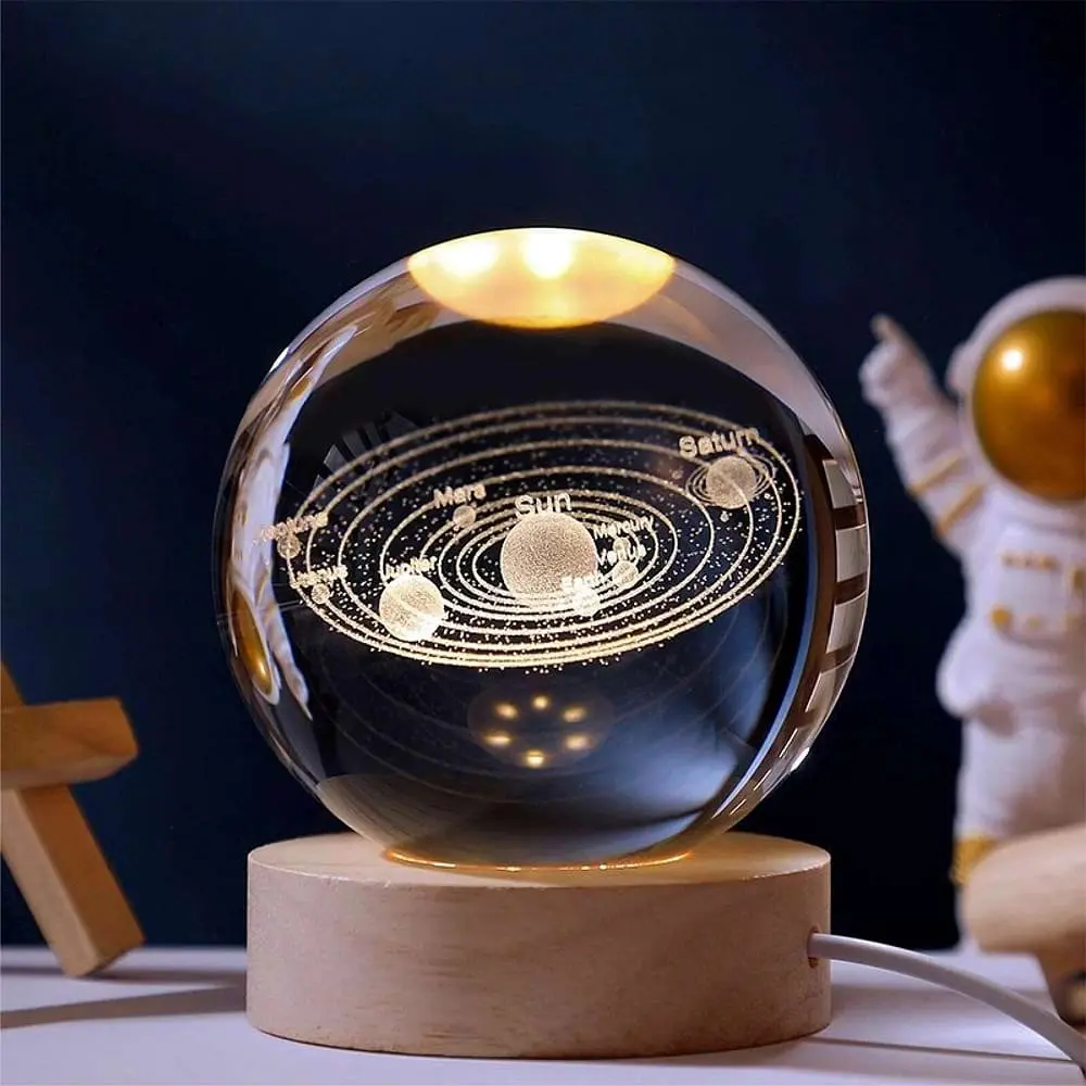 Нічник сонячна система, світильник 3D Кришталева куля в дитячу від юсб - фото 3