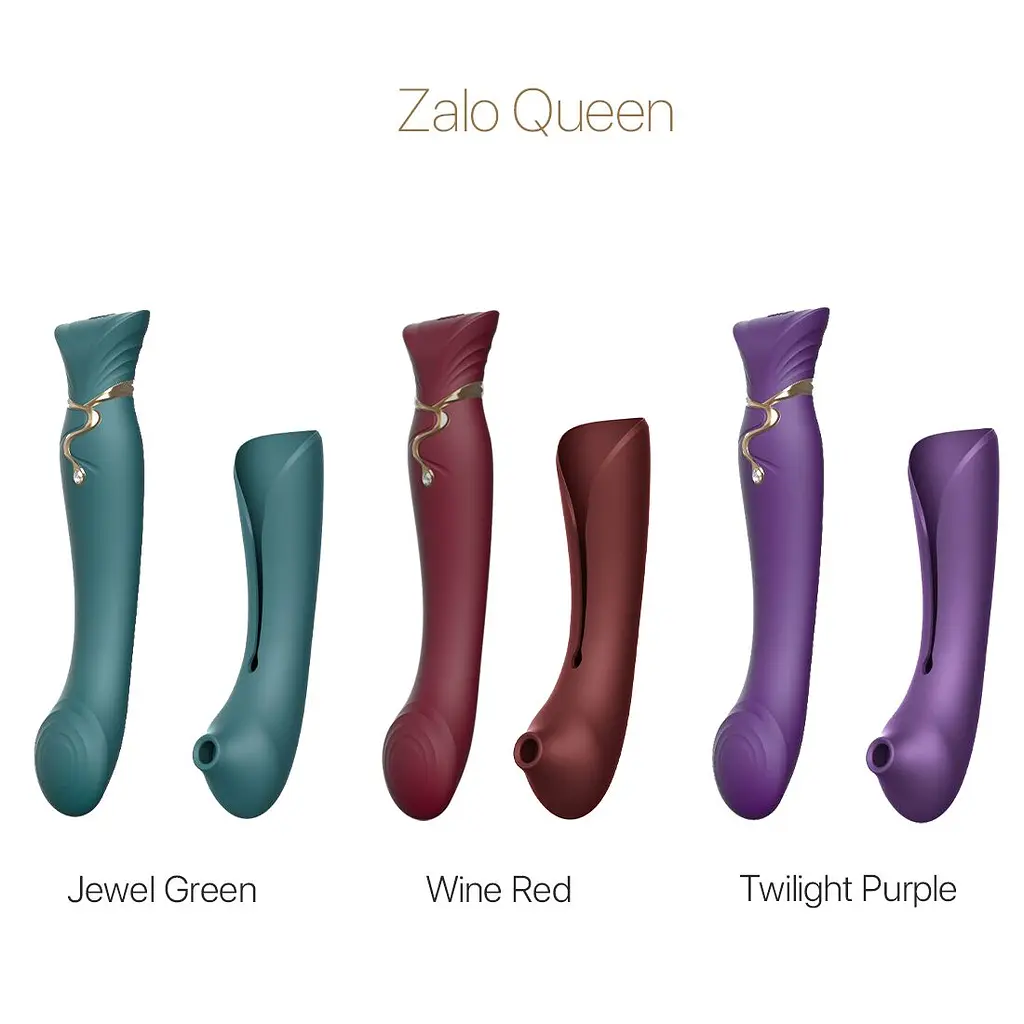 Смартвібратор 3в1 Zalo - Queen Set Wine Red, пульсівна перлина та вакуум, кристал Swarovski - фото 9