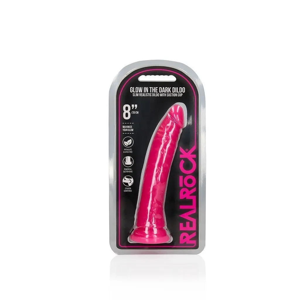 Фалоімітатор RealRock Slim Realistic 8'', 22 см (рожевий) - фото 8