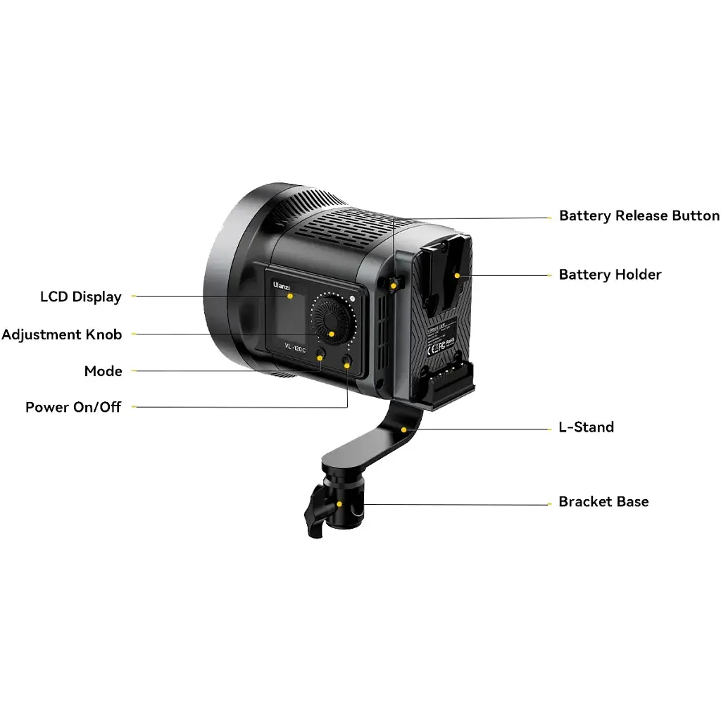 Видеосвет Ulanzi Vijim VL-120C 120C RGB Light UV-L074CNA1 VL120C Black - фото 6