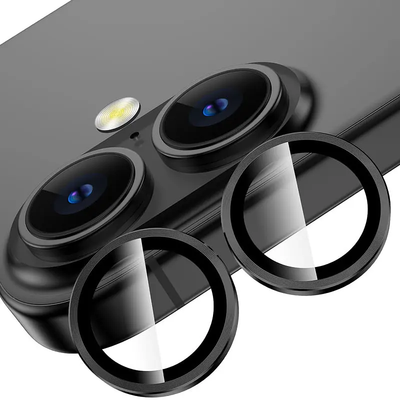Защитное стекло Metal Classic на камеру (в упак.) для Apple iPhone 16 (6.1) / 16 Plus (6.7) Черный / Black - фото 5