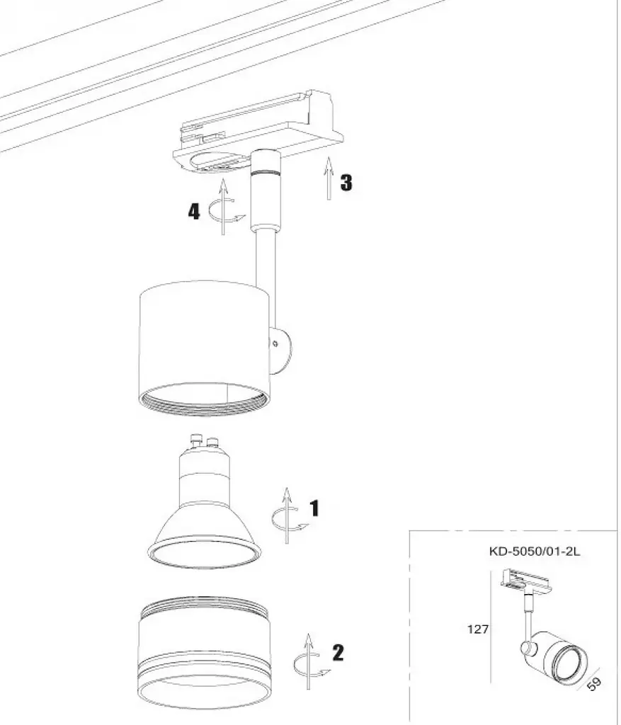 Світильник трековий Kloodi KD-5050/01-2L-BK Track - фото 4