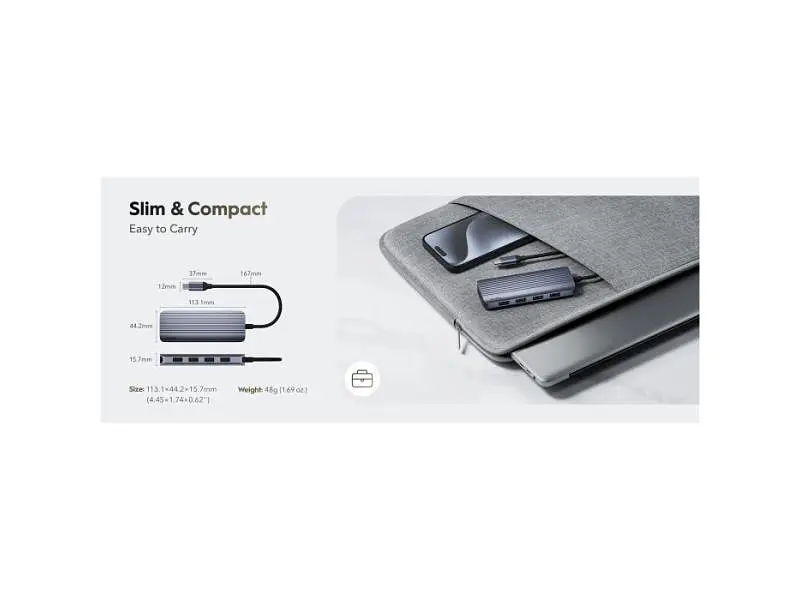 USB-хаб CUDY UH500 Grey - фото 6