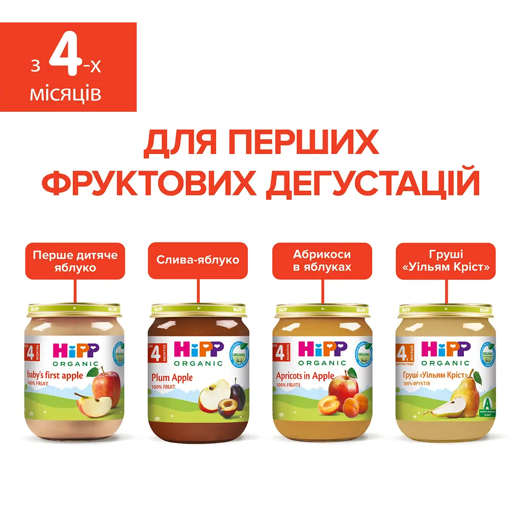 Органічне пюре фруктове HiPP Абрикос-Яблуко 125 г - фото 7