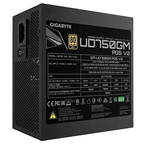 Блок живлення 750 Вт, UD750GM PG5 V2, Black, модульний Gigabyte teh0028794 - фото 5