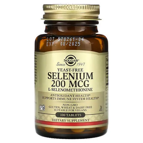 Селен Selenium Yeast-Free 200 mcg 100 таблеток Solgar vit0004973