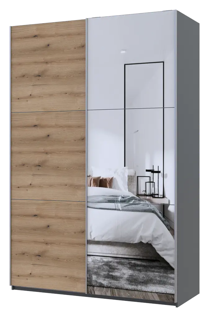 Шафа-купе Doros G-Caiser 1 ДСП/1 дзеркало 160х60х240 см Дуб Евок/Графітовий (42005072) - фото 6