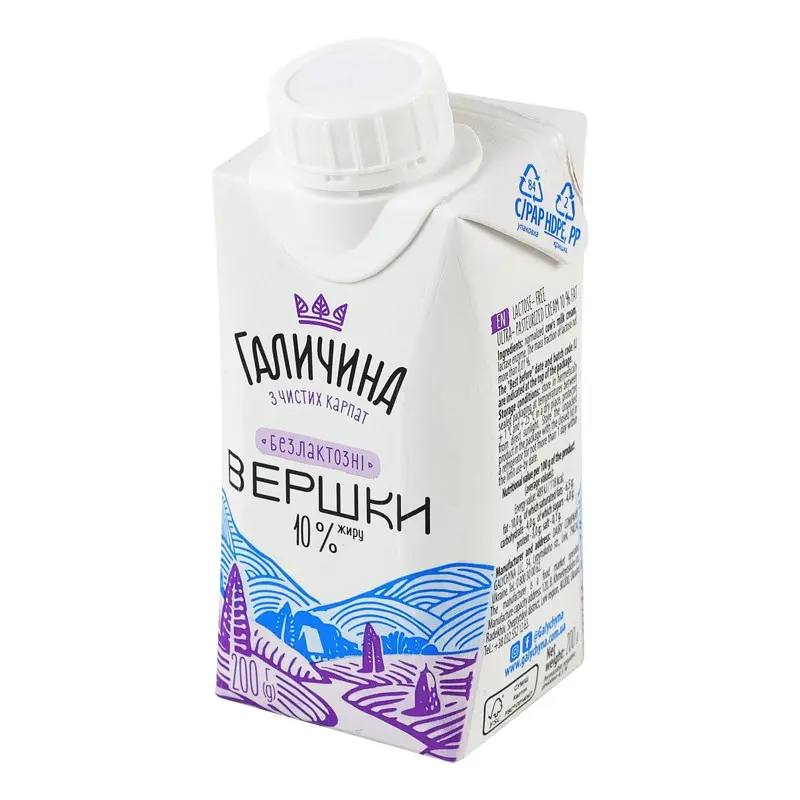 Вершки Галичина 10% ультрапастеризовані безлактозні 200 г - фото 3