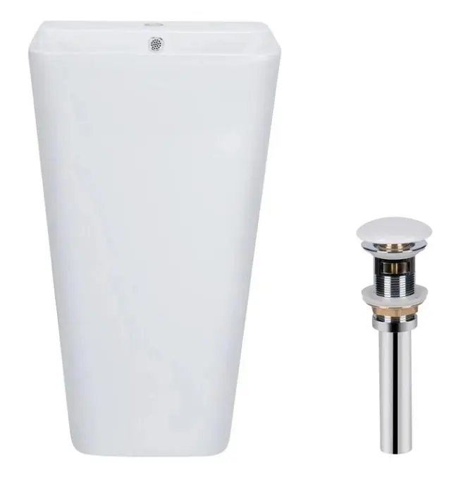 Комплект Qtap Tern: Раковина підлогова моноблок 440х380х830 мм White + Донний клапан PU02O (QT1711G302WN47320)