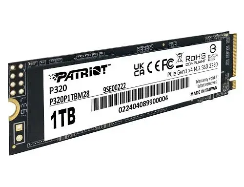 Твердотільний накопичувач SSD Patriot 1Tb, P320, PCI-E 3.0 x4, M.2 2280, 3D TLC, 3000/2200 МБ/с teh0019785 - фото 3