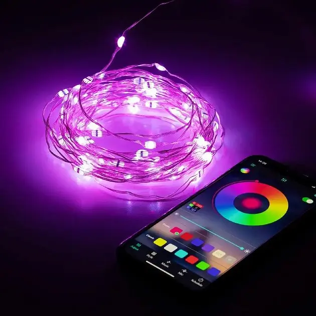 Світлодіодна розумна гірлянда Smart LED 20м IP65 з Bluetooth для ялинки від USB 20м - фото 7