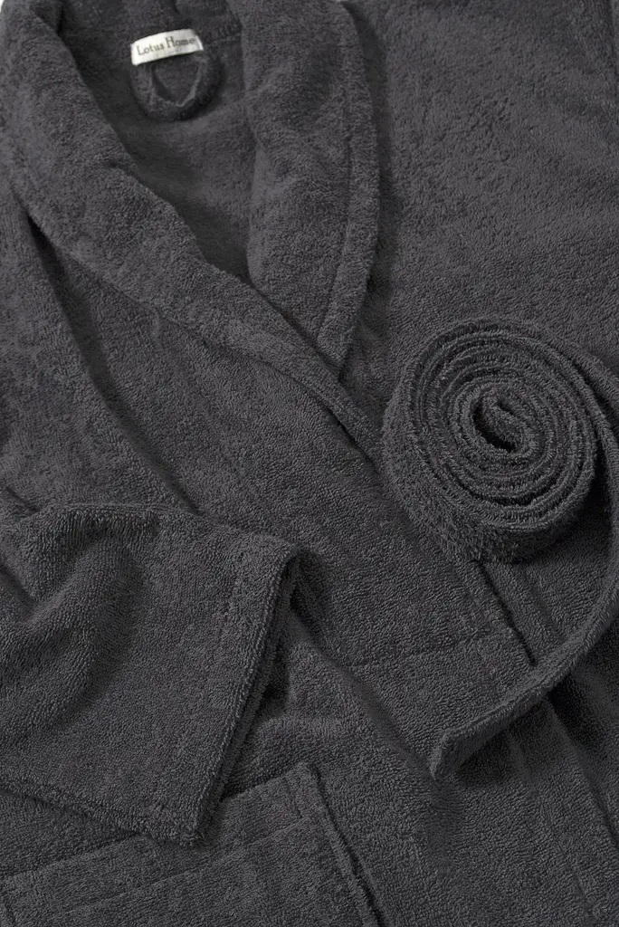 Халат махровий unisex Lotus Home - Basic New Line антрацит M - фото 6