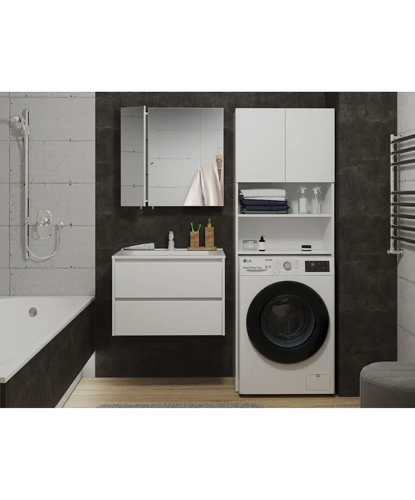 Пенал Мойдодир Soft Line П-64 над пральною машиною, Білий - фото 5