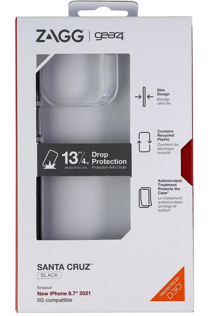 Протиударний прозорий чохол Gear4 Santa Cruz D3O для iPhone 13 Pro Max (6.7") Black + Transparent - фото 6