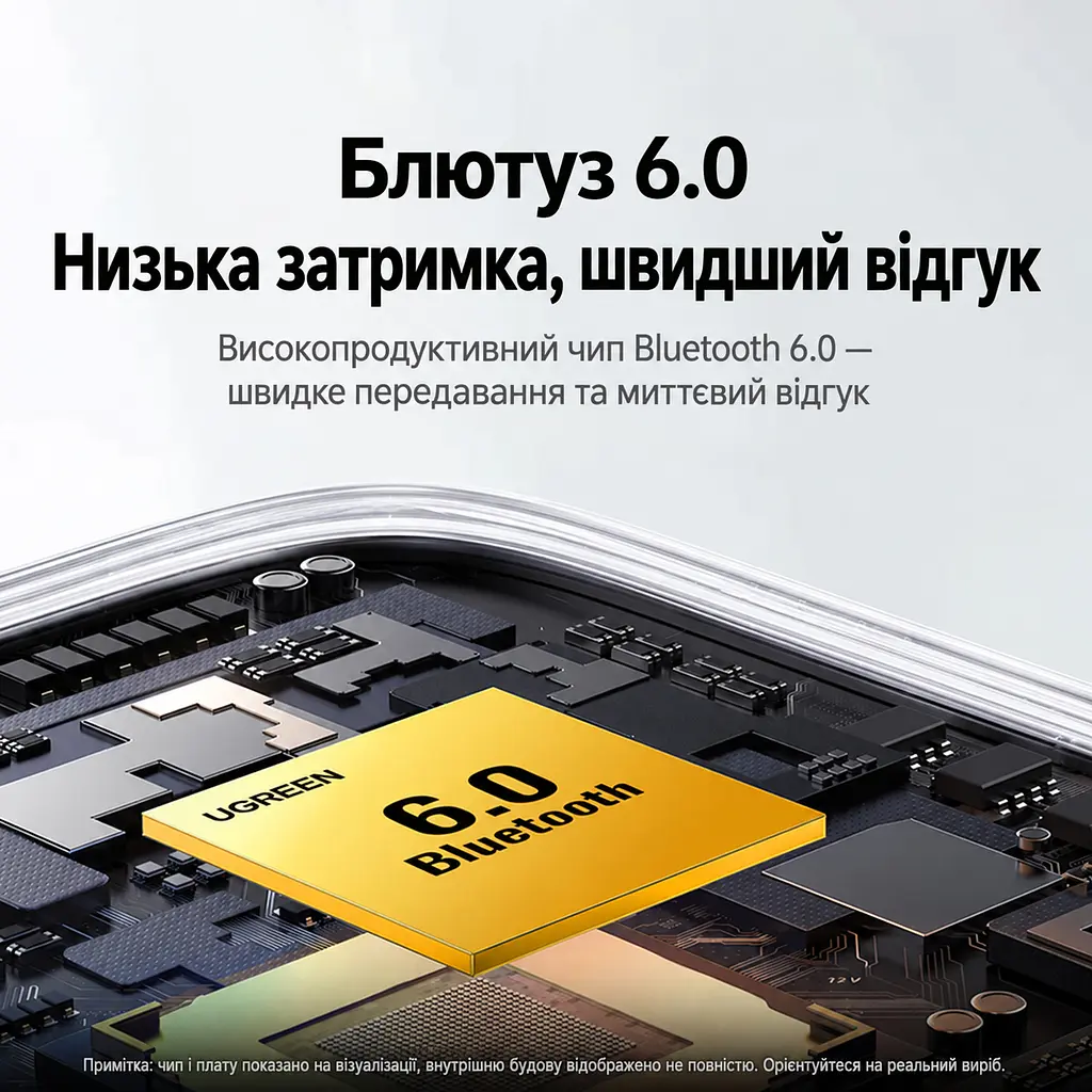 Бездротовий аудіоресивер для аудіосистеми UGREEN BT523 Bluetooth 6.0 аудіовихід 3,5 мм кодеки SBC AAC LDAC обраний кодек має підтримуватися аудіоджерелом дальність передавання 10 м без перешкод потребує живлення від розетки через вбудовану вилку перемикання відтворення між двома телефонами кабель AUX 3,5 мм ↔ 3,5 мм довжиною 1 м у комплекті чорний (65059) - фото 10