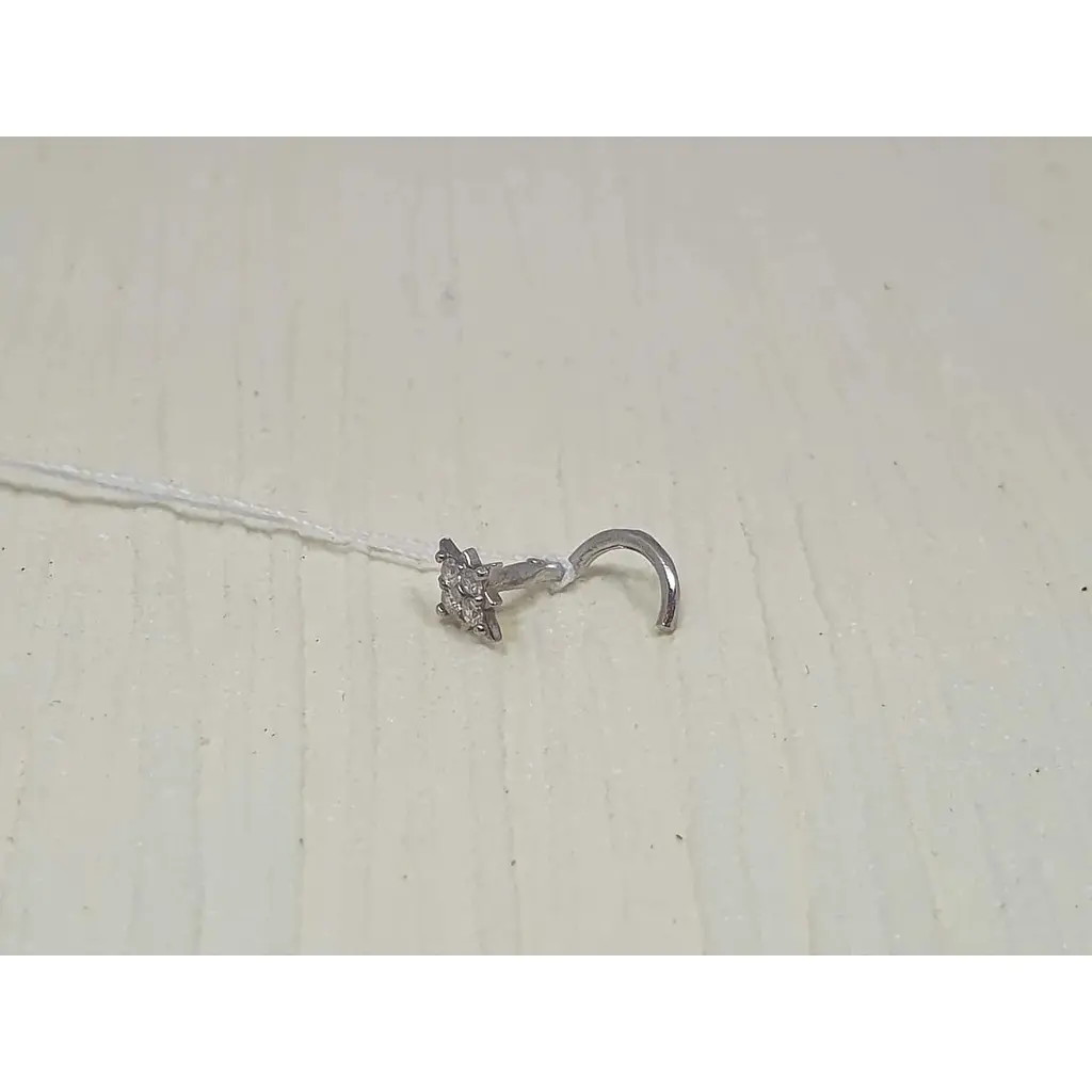 Срібна сережка-пірсинг Астор в ніс з фіанітами. 818-2443Р - фото 2