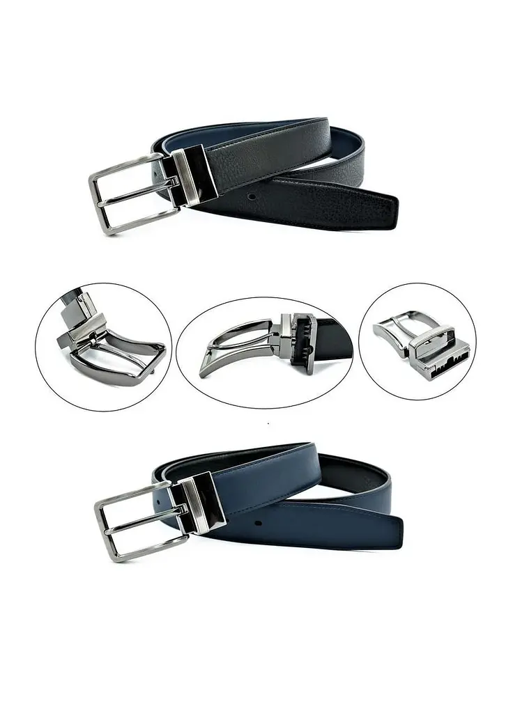Ремінь чоловічий двосторонній Синій + Чорний Weatro new-aln-002 (new-aln-002) - фото 2