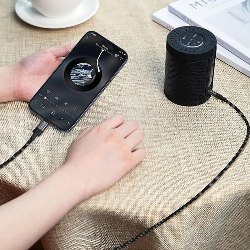 Перехідник USB-C 3.5 mm (F) 15cm audio converter J11 Acefast чорний - фото 5