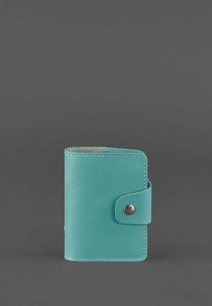 Жіночий шкіряний кард-кейс 7.1 (Книжечка) бірюзовий - фото 2