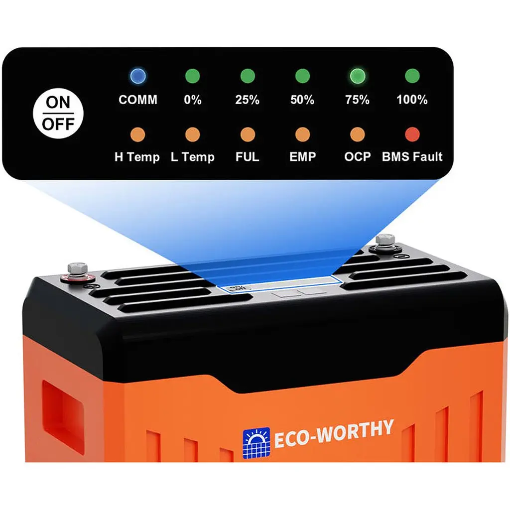 Акумулятор Eco-Worthy LiFePO4 24V (25.6V/100Ah/2560Wh) (Eco-Worthy-251004) [164645] - фото 3