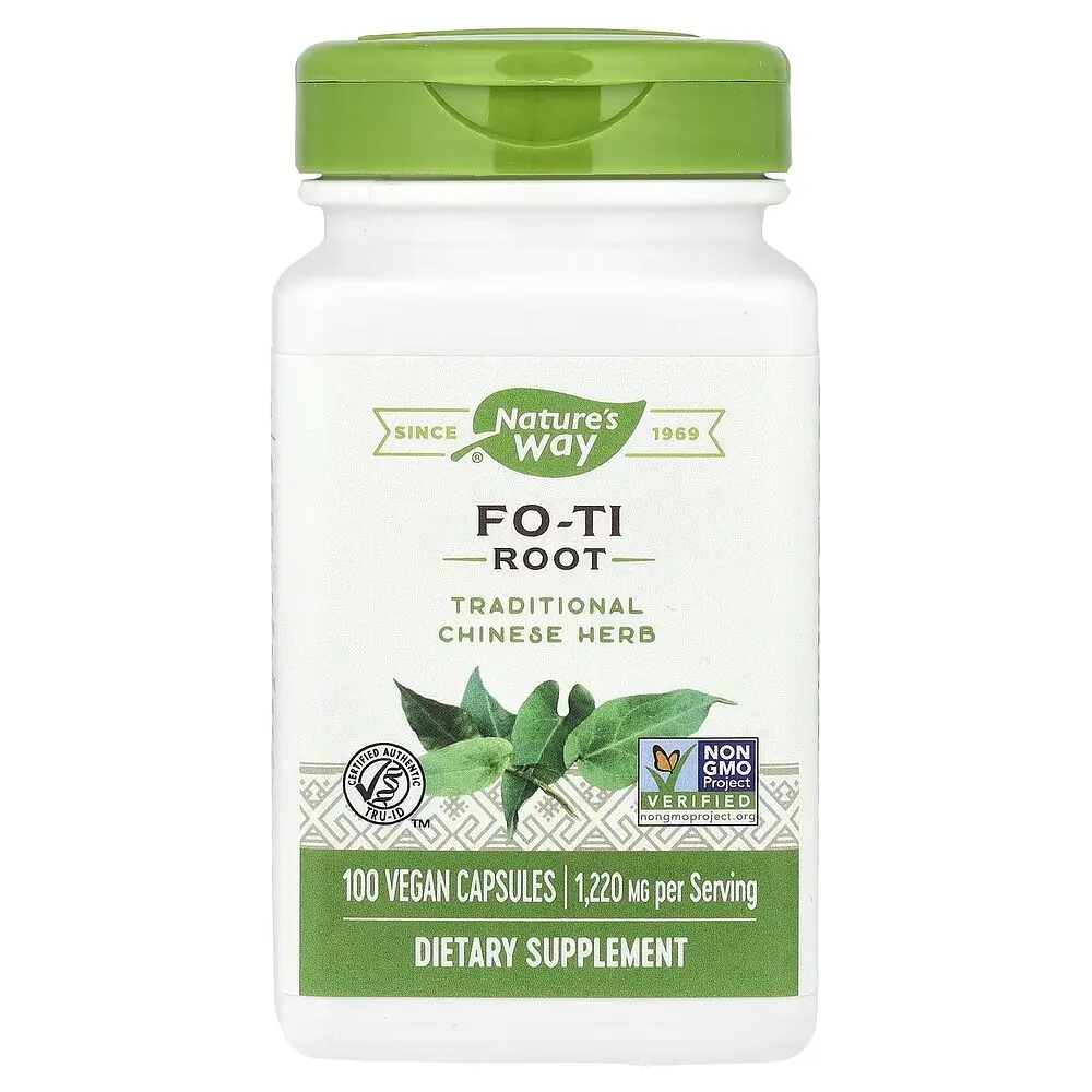 Корень гірчака багатоквіткового Nature's Way Fo-Ti Root, 100 вегакапсул для підтримки волосся, шкіри та нігтів