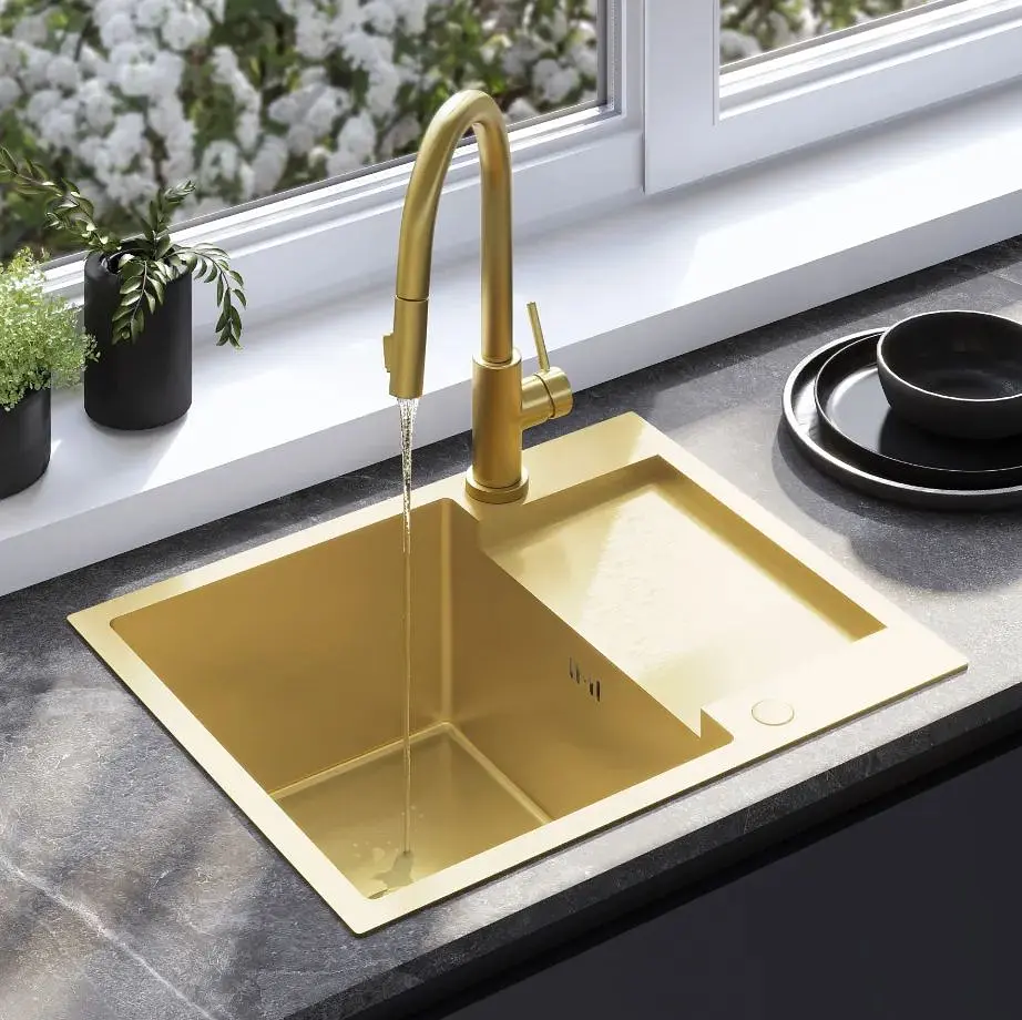 Кухонна мийка Rea Paul 600x480 мм brushed gold ZLE-06010 - фото 6