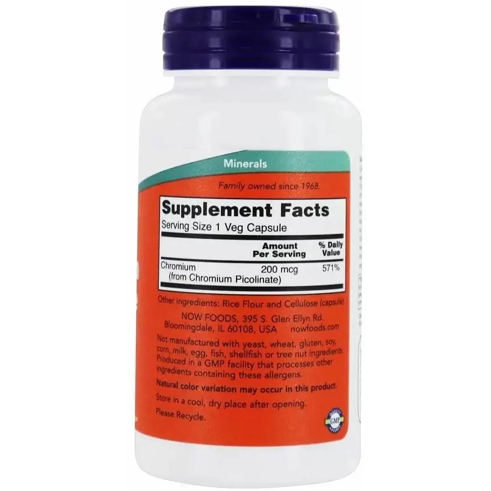 Хром пиколинат Now Foods 200 мкг 100 вегетарианских капсул - фото 2