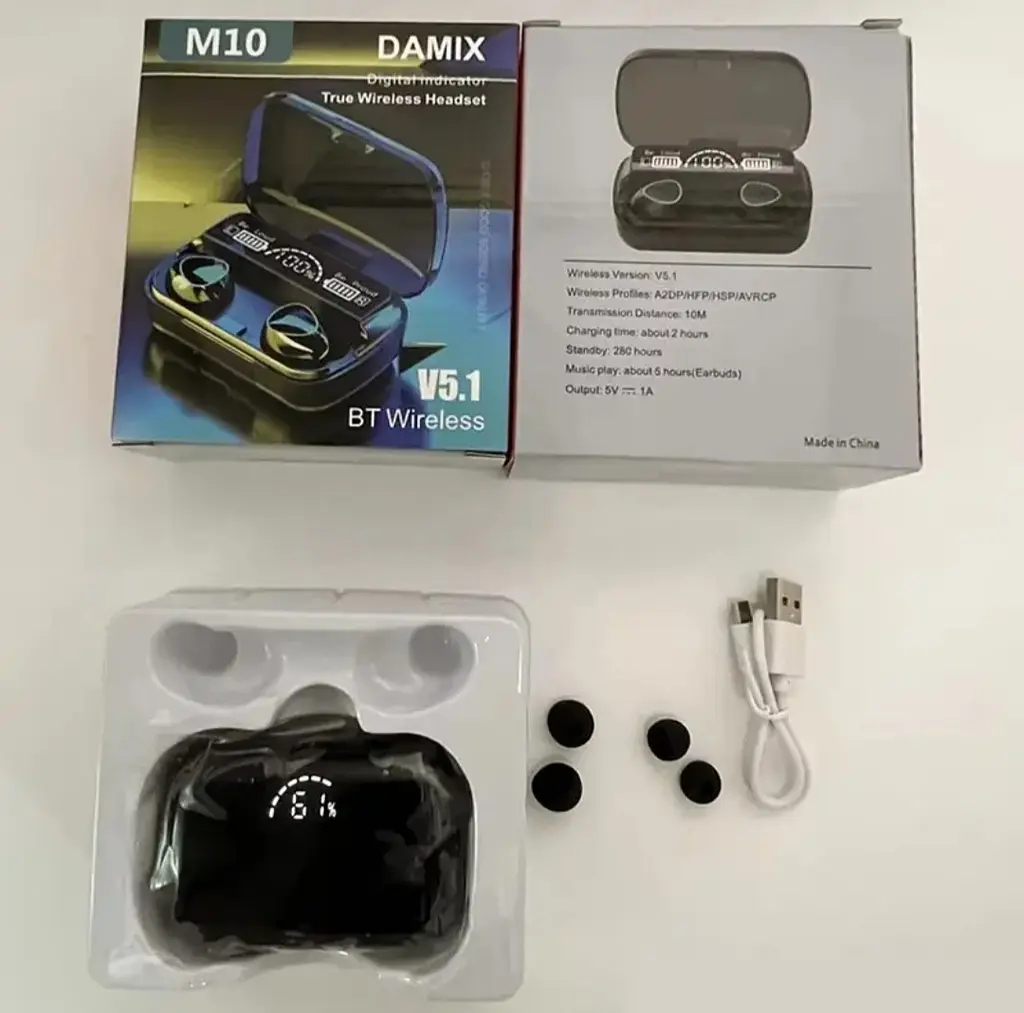 Бездротові навушники M10 TWS bluetooth 5.1 black OPM з павербанком - фото 19