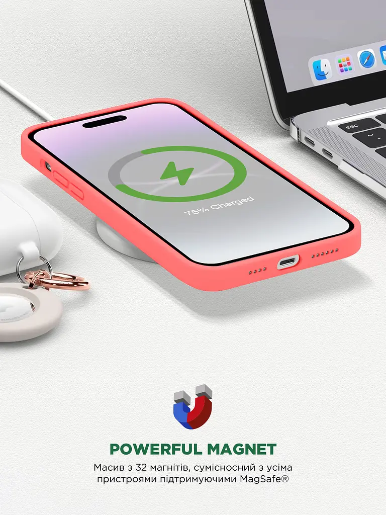 Силиконовый чехол с MagSafe для Apple iPhone 15 Plus, ICON2 MagCase, розовый, противоударный, панель с мягкой подкладкой, защита всего корпуса, поддержка беспроводной зарядки, совместим с защитными стеклами и пленками, ArmorStandart (ARM72738) - фото 9