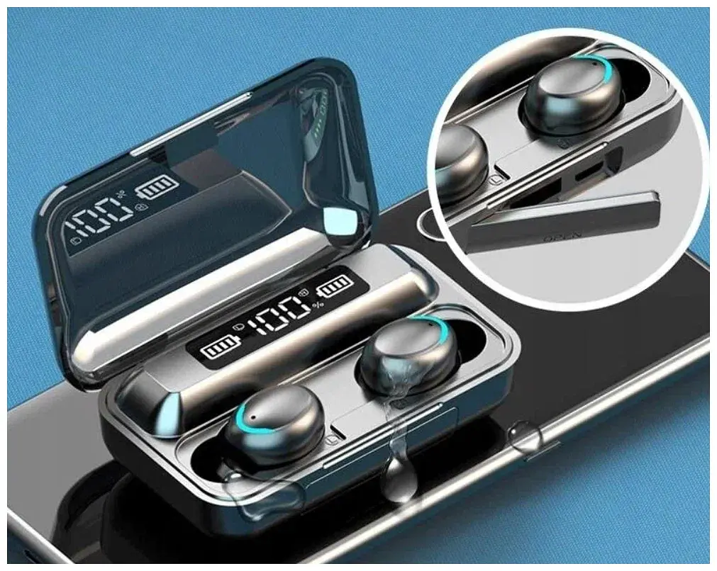Навушники F9 TWS V5.0 Бездротові сенсорні Bluetooth з індикатором заряду чорні водонепроникні (NB-1) - фото 5
