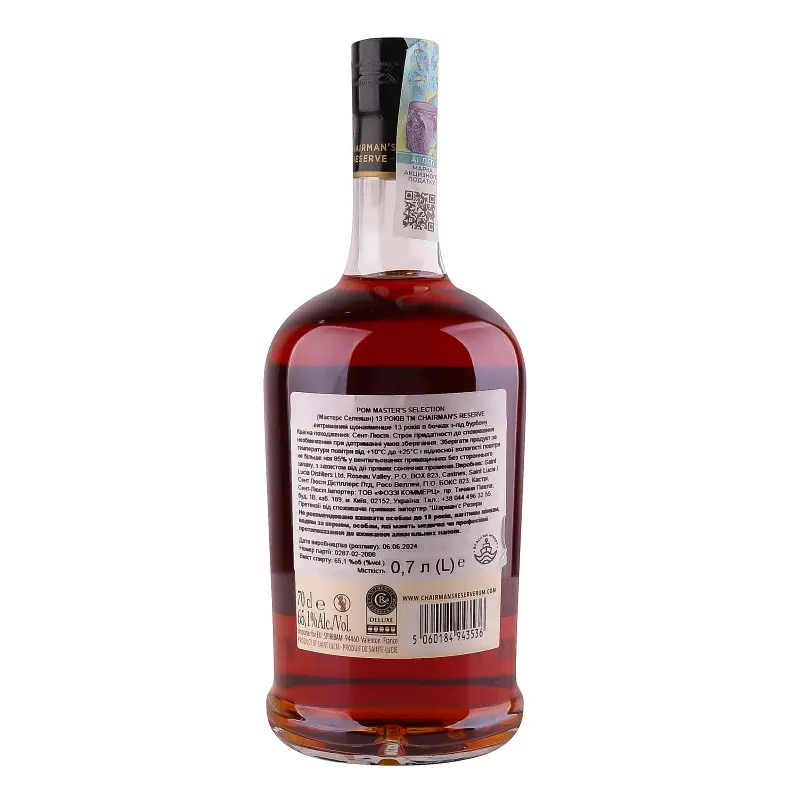 Ром Chairman's Reserve Master's Selection 13 років 65.1% 0.7 л - фото 6
