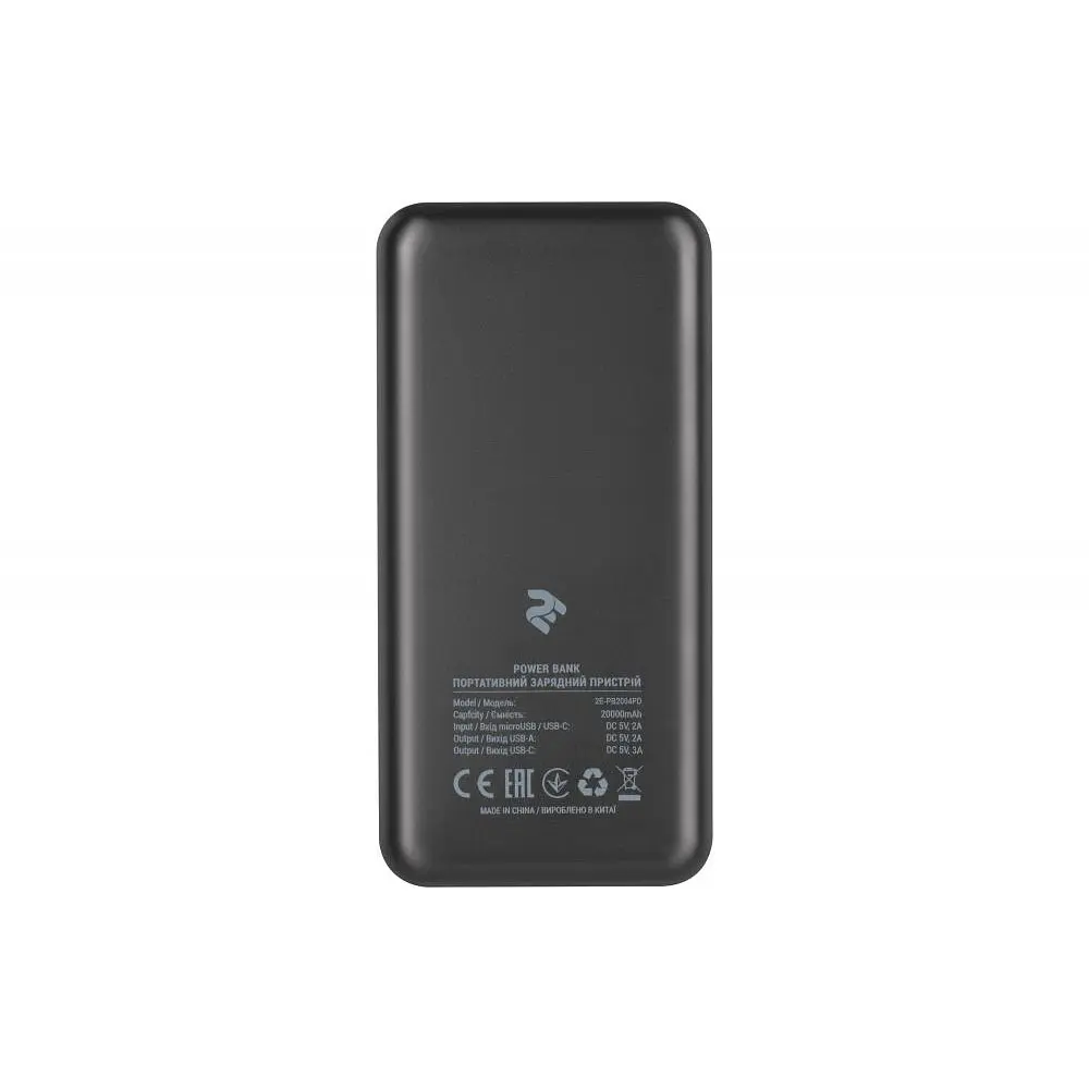 Зовнішній акумулятор (павербанк) 2E 20000mAh, PD+QC 3.0 18W, black (2E-PB2004PD-BLACK) - фото 5