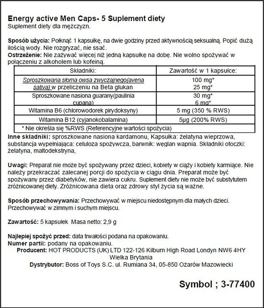 Збудливі капсули для чоловіків Ero Energy Caps (ціна 5 шт капсул в упаковці) - фото 2
