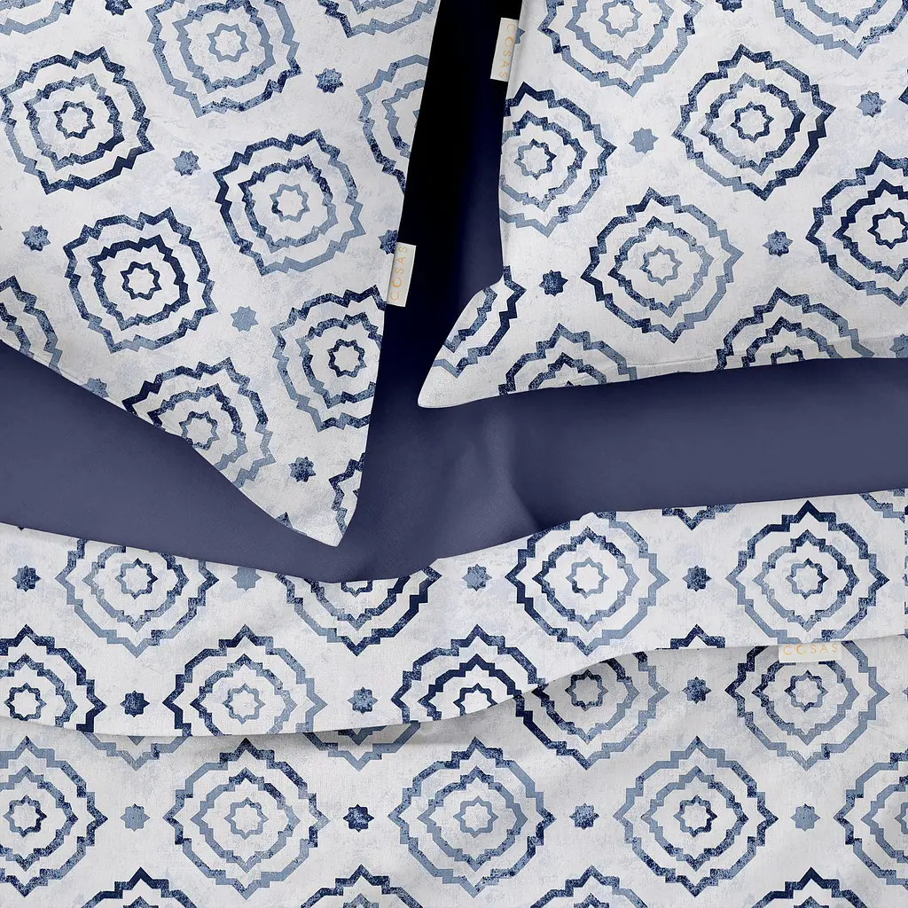 Комплект постельного белья Cosas Ornament CS6 Семейный серый (MoroccanDecor_87DarkBlue_160x2) - фото 3
