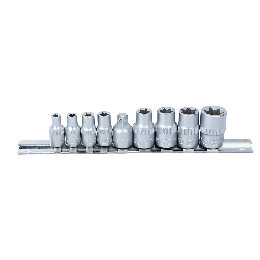 Набір насадок Sigma Torx (4 шт 1/4" 4шт 3/8") з перехідником на планці 9 шт CrV (6086541)