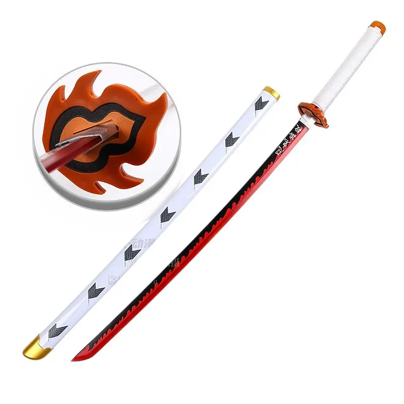 Катана Клинок рассекающий демонов Ренгоку Demon Slayer Rengoku 103 см декоративное с подсветкой - фото 2