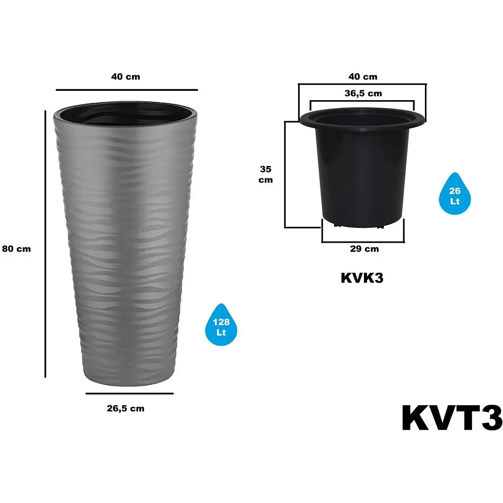 Вазон для квітів Serinova Kumsal 26 л антрацит (20-KVT307102-200100) - фото 3