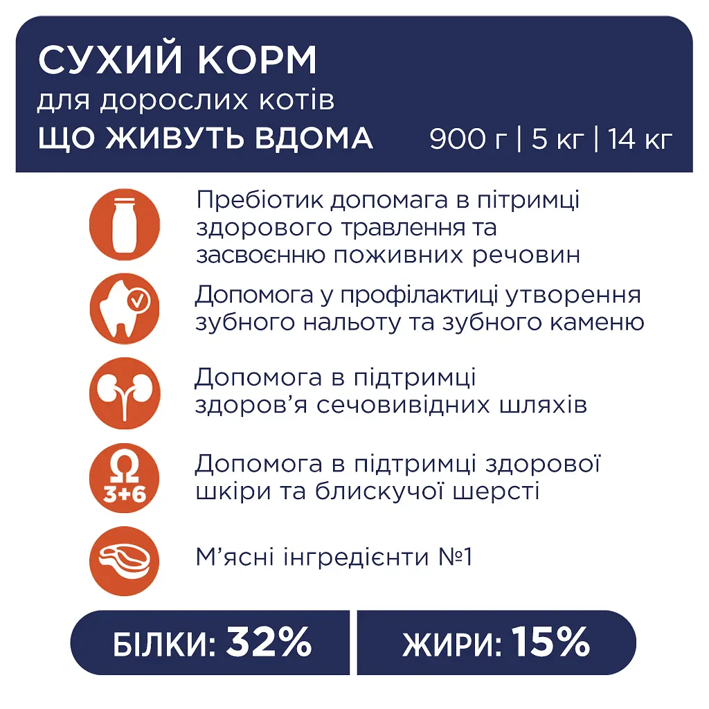 Сухий корм для кішок Club 4 Paws Преміум. Для кішок, які живуть в приміщенні 4 в 1 14 кг (4820083909436) - фото 3