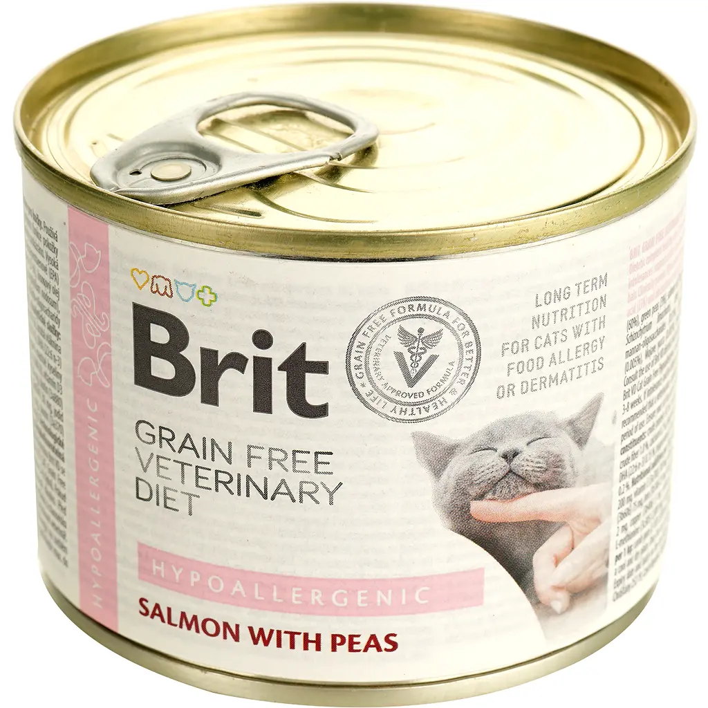 Вологий корм для котів Brit GF Veterinary Diet Cat Cans Hypoallergenic з лососем та горохом 200 г - фото 2